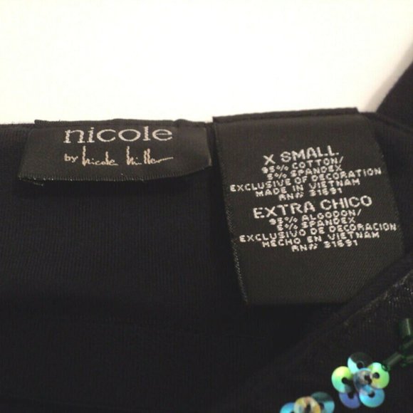 Nicole Miller Tank Top Black XS Beaded & Sequins - Picture 4 of 4